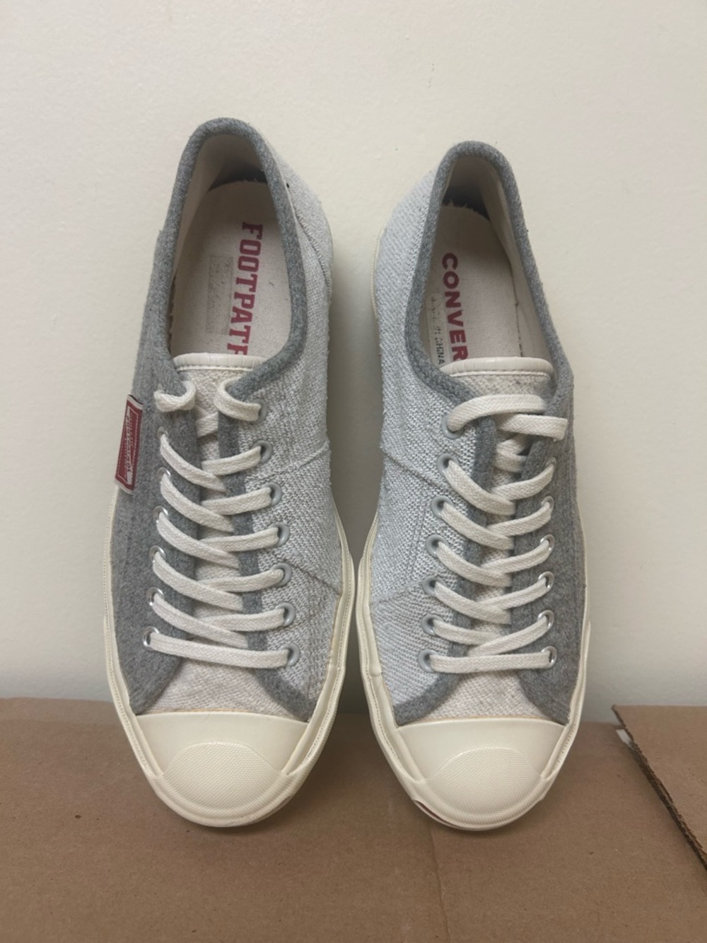 Converse Jack Purcell grey Canvas Low Top Unisex Sneakers with Cream Sole - Picture 2 of 6